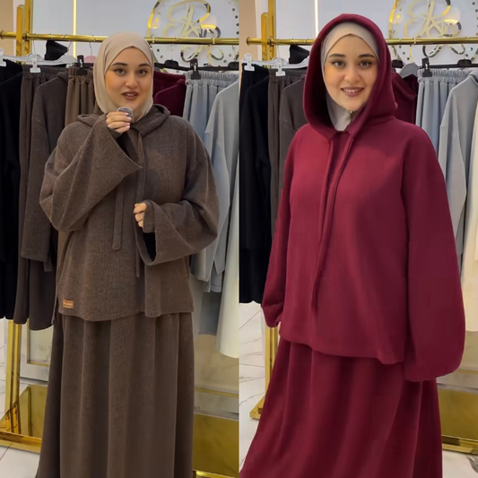 طقم ستيلي (Hoodie & Jupe) – راحة وأناقة يومية