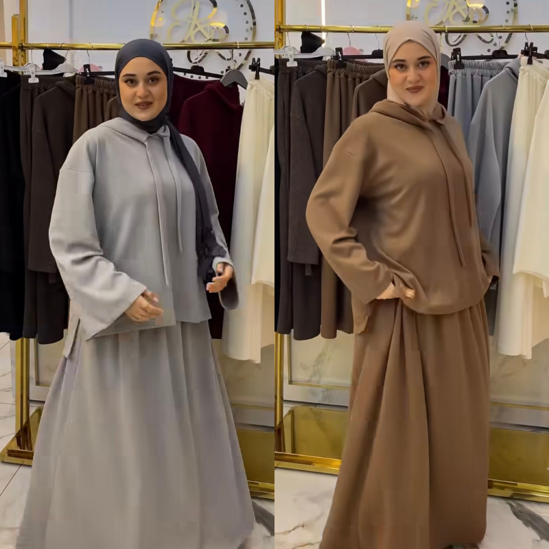 طقم ستيلي (Hoodie & Jupe) – راحة وأناقة يومية